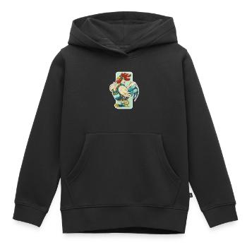 Steampunk Rooster (white circumference) - Kids Premium Organic Hoodie - black - Front - AI Model Kid Male (0cm)