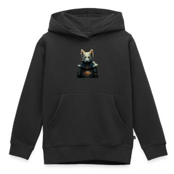 Chien en armure médiévale - Sweat Premium à capuche enfant bio - noir - Devant - AI Model Kid Male (0cm)