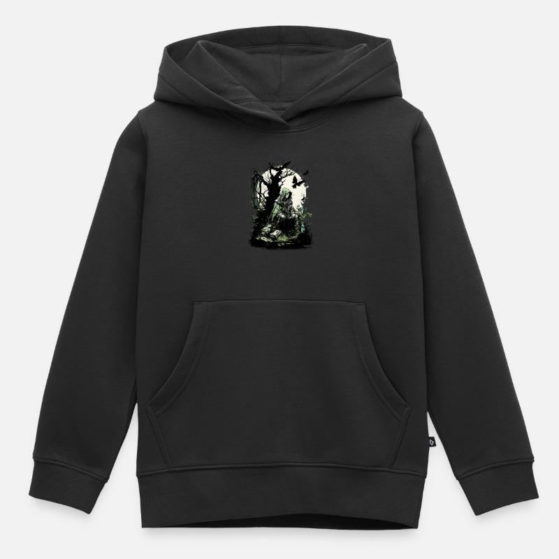Elfe druide - Sweat Premium à capuche enfant bio - noir
