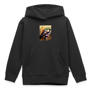Titre de juin - Sweat Premium à capuche enfant bio - noir - Devant - AI Model Kid Male (0cm)
