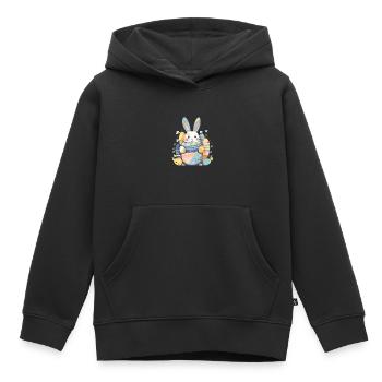 Lapin de Pâques - Sweat Premium à capuche enfant bio - noir - Devant - AI Model Kid Male (0cm)