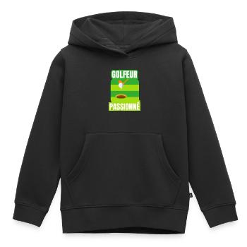 golfeur passionné - Sweat Premium à capuche enfant bio - noir - Devant - AI Model Kid Male (0cm)