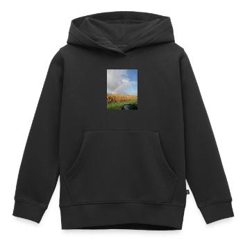 Arc-en-ciel sur la route et champs de blé - Sweat Premium à capuche enfant bio - noir - Devant - AI Model Kid Male (0cm)