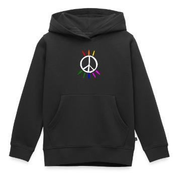 Peace - Sweat Premium à capuche enfant bio - noir - Devant - AI Model Kid Male (0cm)