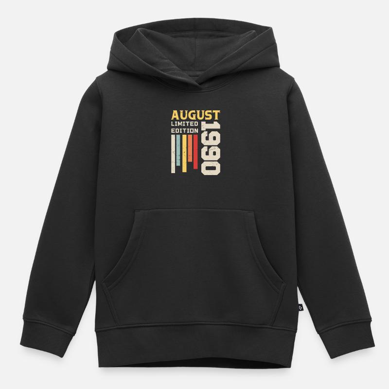 August 1990 - Geburtstagsgeschenk August 1990 August - Kinder Premium Organic Hoodie - Schwarz