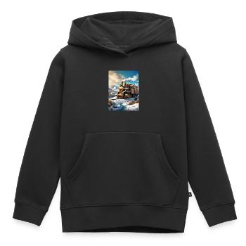 Steampunk Winterlandschaft Dampflok 1.2 - Kinder Premium Organic Hoodie - Schwarz - Vorne - AI Model Kid Male (0cm)
