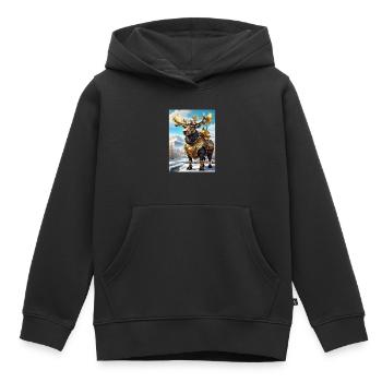 Steampunk Winter Wonderland Moose 1.1 - Kids Premium Organic Hoodie - black - Front - AI Model Kid Male (0cm)