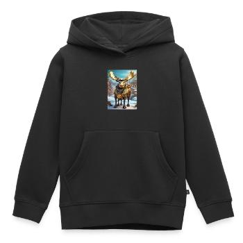 Steampunk Winter Wonderland Moose 1.2 - Kids Premium Organic Hoodie - black - Front - AI Model Kid Male (0cm)