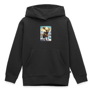 Steampunk Winter Wonderland Moose 1.6 - Kids Premium Organic Hoodie - black - Front - AI Model Kid Male (0cm)