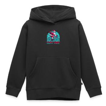 Bonne sortie de Noël Saint-Nicolas sur le vélo de route - Sweat Premium à capuche enfant bio - noir - Devant - AI Model Kid Male (0cm)
