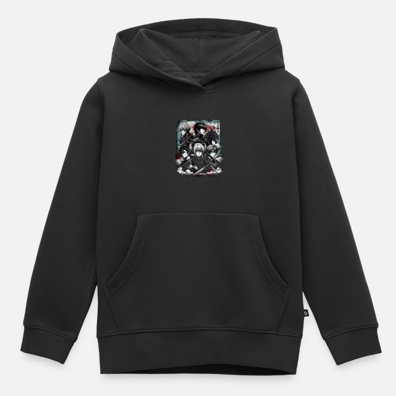 Conception d’anime grunge - Sweat Premium à capuche enfant bio - noir