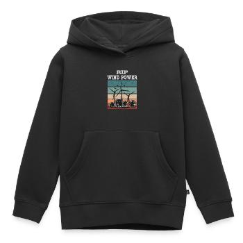 L’énergie éolienne RIP, non à l’énergie éolienne - Sweat Premium à capuche enfant bio - noir - Devant - AI Model Kid Male (0cm)