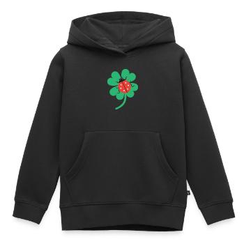 Cloverleaf with Ladybug - Kids Premium Organic Hoodie - black - Front - AI Model Kid Male (0cm)