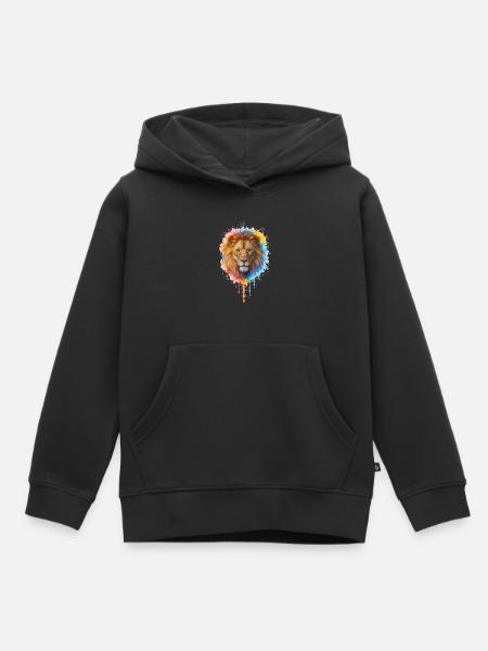 Leeuw in aquarel - Kinder Premium hoodie biologisch - zwart