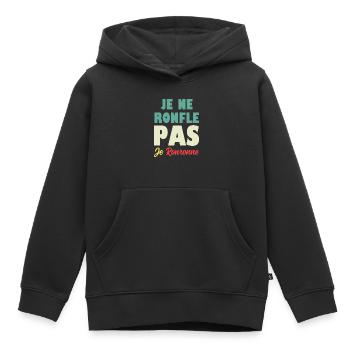 Je Ne Ronfle Pas Je Ronronne - Sweat Premium à capuche enfant bio - noir - Devant - AI Model Kid Male (0cm)