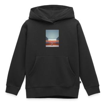 Femme En Robe Rayée Attendant - Sweat Premium à capuche enfant bio - noir - Devant - AI Model Kid Male (0cm)