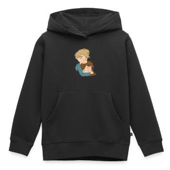 Cuddle Overload - Kids Premium Organic Hoodie - black - Front - AI Model Kid Male (0cm)