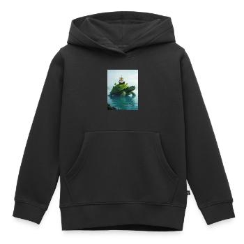Aspidochelone, tortue marine médiévale du myt européen - Sweat Premium à capuche enfant bio - noir - Devant - AI Model Kid Male (0cm)