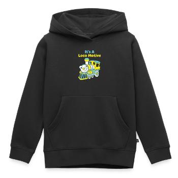 Lokomotiv Funny Train Wortspiel-Lokomotive - Kinder Premium Organic Hoodie - Schwarz - Vorne - AI Model Kid Male (0cm)