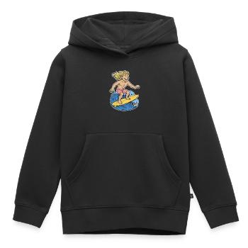 Blonde Surferin auf Welle - Kinder Premium Organic Hoodie - Schwarz - Vorne - AI Model Kid Male (0cm)