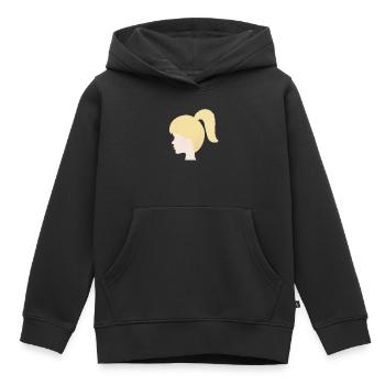 Poupée jouet à queue de cheval blonde - Sweat Premium à capuche enfant bio - noir - Devant - AI Model Kid Male (0cm)