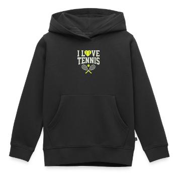 Tennis T-shirt, I Love Tennis Shirt, Hoodie, Mütze - Kinder Premium Organic Hoodie - Schwarz - Vorne - AI Model Kid Male (0cm)