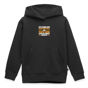 Père Papa - Sweat Premium à capuche enfant bio - noir - Devant - AI Model Kid Male (0cm)