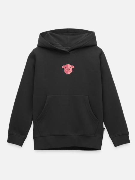 cochon - Sweat Premium à capuche enfant bio - noir