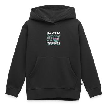 Crocheteur Une journée sans crocheter - Sweat Premium à capuche enfant bio - noir - Devant - AI Model Kid Male (0cm)