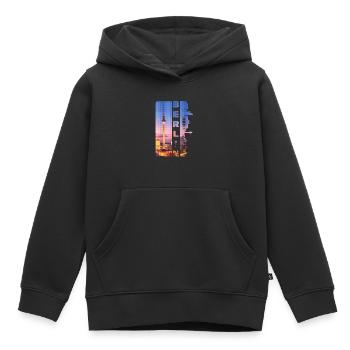 Berlin Allemagne Ville Skyline Accueil Amour - Sweat Premium à capuche enfant bio - noir - Devant - AI Model Kid Male (0cm)