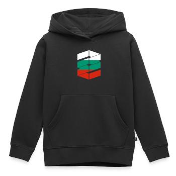 Drapeau de la Bulgarie Drapeau bulgare Sables d’or - Sweat Premium à capuche enfant bio - noir - Devant - AI Model Kid Male (0cm)