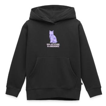 Chat géométrique – 100% Attitude - Sweat Premium à capuche enfant bio - noir - Devant - AI Model Kid Male (0cm)