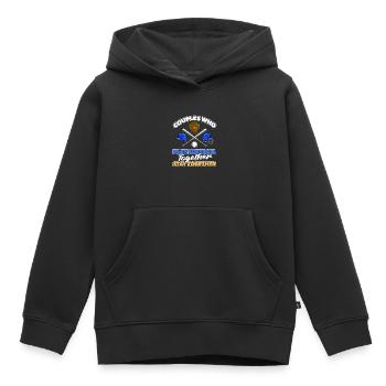 Softball Pair - Kids Premium Organic Hoodie - black - Front - AI Model Kid Male (0cm)
