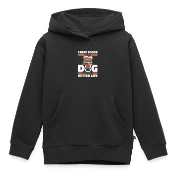 Book Bookworm Bookworm Dog - Kids Premium Organic Hoodie - black - Front - AI Model Kid Male (0cm)