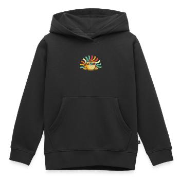 Café Café - Sweat Premium à capuche enfant bio - noir - Devant - AI Model Kid Male (0cm)