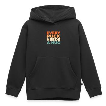 Ice Hockey Goalkeeper Goalkeeper Puck - Kids Premium Organic Hoodie - black - Front - AI Model Kid Male (0cm)