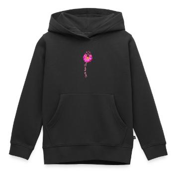 Brustkrebs Krebs Rosa Schleife Blume - Kinder Premium Organic Hoodie - Schwarz - Vorne - AI Model Kid Male (0cm)