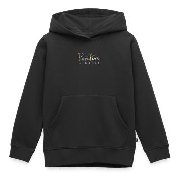 État d’ positif - Restez positif - Sweat Premium à capuche enfant bio - noir - Devant - AI Model Kid Male (0cm)