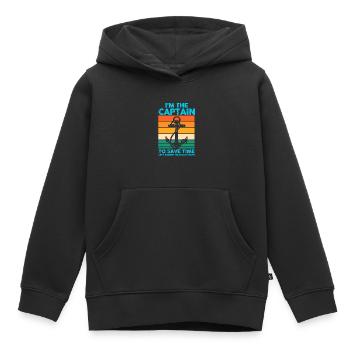 Captain Boat Captains Cadeau - Sweat Premium à capuche enfant bio - noir - Devant - AI Model Kid Male (0cm)