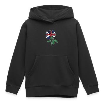 Flag Rose British Flag Roots Gift - Kids Premium Organic Hoodie - black - Front - AI Model Kid Male (0cm)