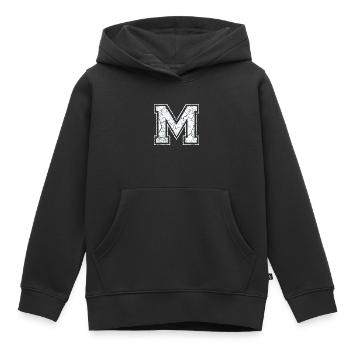 Un caractère m dans blanc in Used Look - Sweat Premium à capuche enfant bio - noir - Devant - AI Model Kid Male (0cm)
