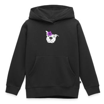Staffordshire mit Hibiskus - Kinder Premium Organic Hoodie - Schwarz - Vorne - AI Model Kid Male (0cm)