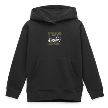 Matthias - Keine Panik - lustiges Geschenk - Kinder Premium Organic Hoodie - Schwarz - Vorne - AI Model Kid Male (0cm)