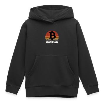 Bitcoin BTC Dezentrale Krypto Vintage Sonnenuntergang - Kinder Premium Organic Hoodie - Schwarz - Vorne - AI Model Kid Male (0cm)