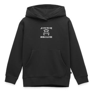 je vis ma vie un km à la fois - Sweat Premium à capuche enfant bio - noir - Devant - AI Model Kid Male (0cm)