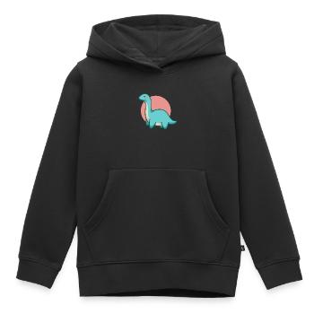 Süßer Dinosaurus mit langem Hals, Brontosaurus - Kinder Premium Organic Hoodie - Schwarz - Vorne - AI Model Kid Male (0cm)