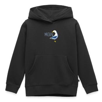 Moin mit Möve - Kinder Premium Organic Hoodie - Schwarz - Vorne - AI Model Kid Male (0cm)