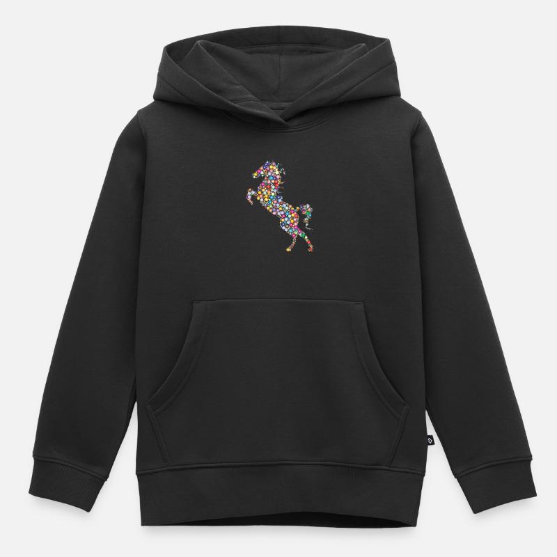 Cheval - Sweat Premium à capuche enfant bio - noir