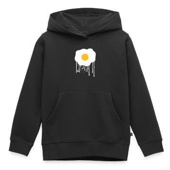 goutte graffiti tampon oeuf au plat nourriture lec - Sweat Premium à capuche enfant bio - noir - Devant - AI Model Kid Male (0cm)