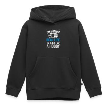 Gamer Real Life - Sweat Premium à capuche enfant bio - noir - Devant - AI Model Kid Male (0cm)